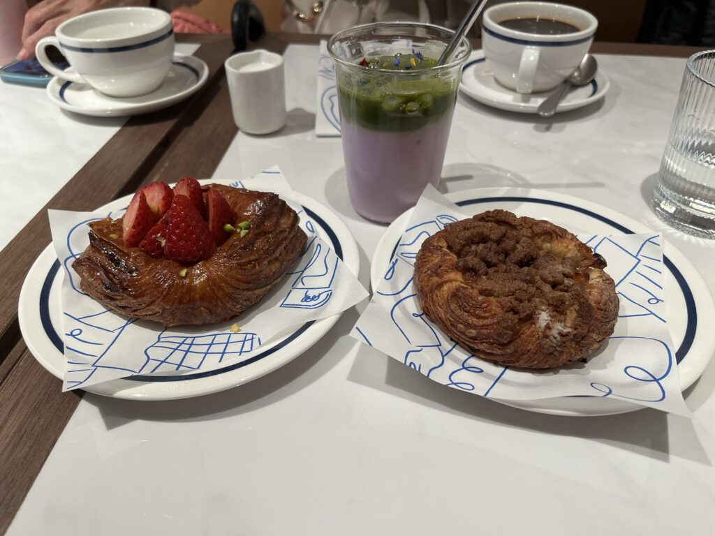 Bakehouse Pastry Set (Apple Crumble Danish, Strawberry Vanilla Danish, and Purple Haze Matcha Latte)